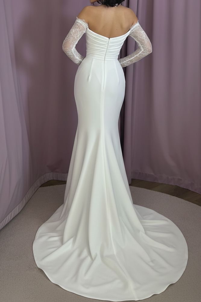 Off-the-Shoulder Ruched Mermaid Wedding Dress