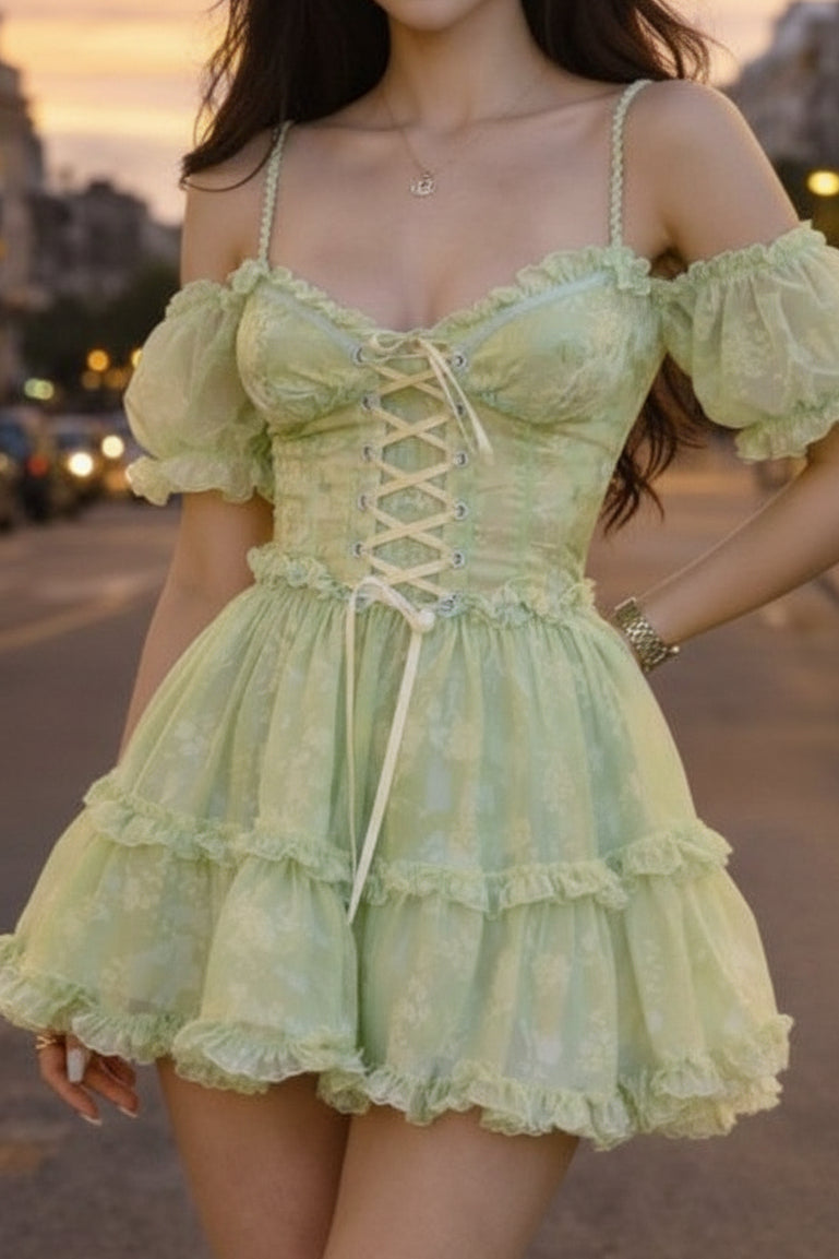 Tiered Ruffled Corset Mini Dress