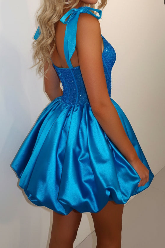Sweetheart Sequin Corset Mini Dress, Bubble Skirt
