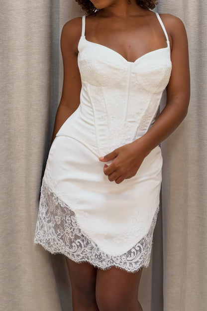 Lace Corset Slip Mini Dress with Spaghetti Straps