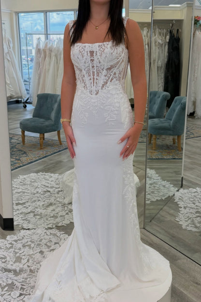 Lace Corset Bodice Sheath Wedding Dress
