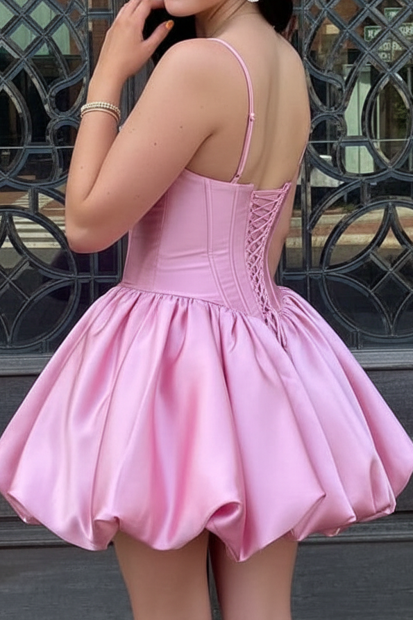Rhinestone Bustier Satin Bubble Mini Dress