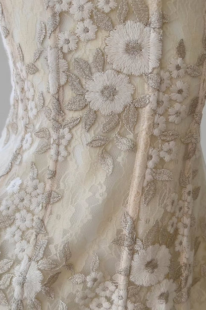 Strapless Floral Lace Corset Mini Dress