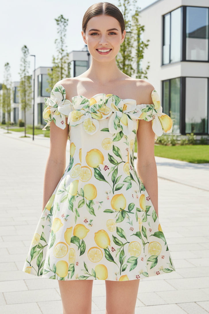 3D Floral Off-the-Shoulder A-Line Mini Dress