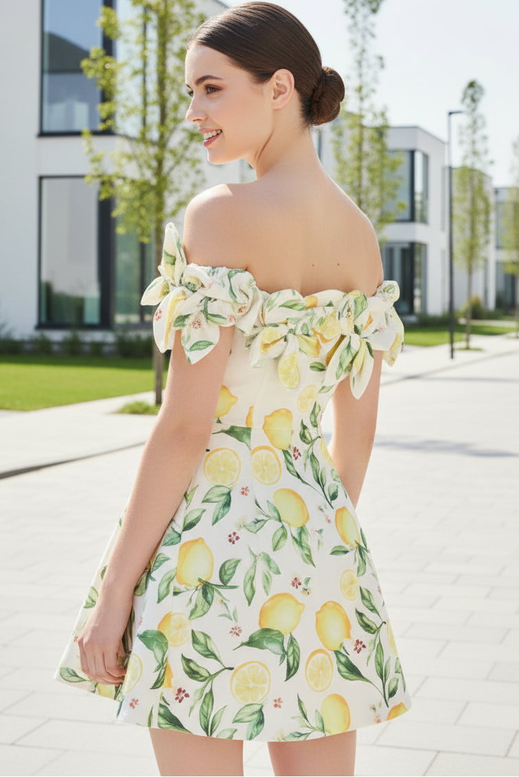 3D Floral Off-the-Shoulder A-Line Mini Dress
