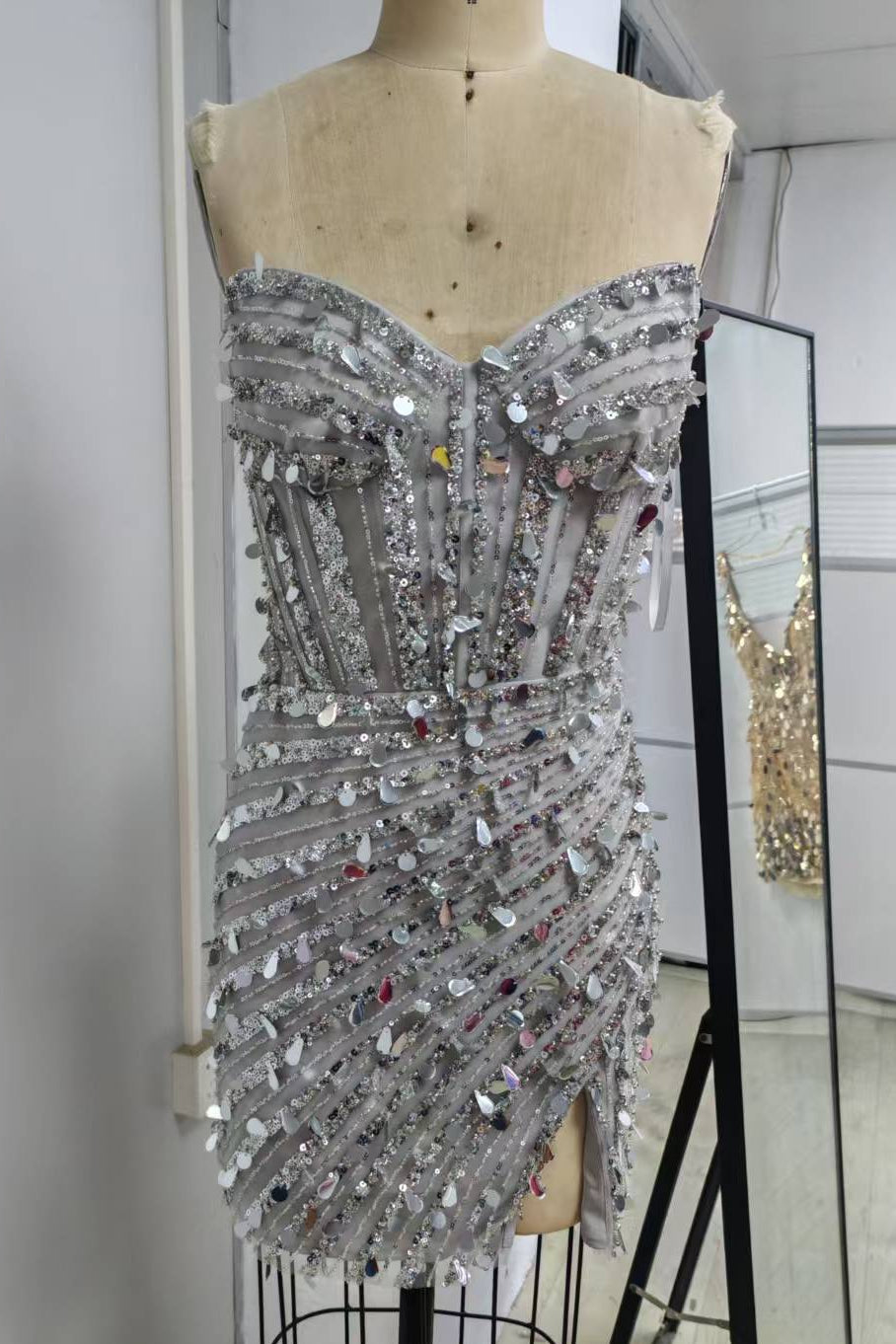 Strapless Sweetheart Sequin Corset Mini Dress
