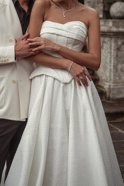 Strapless Jacquard Ball Gown Wedding Dress