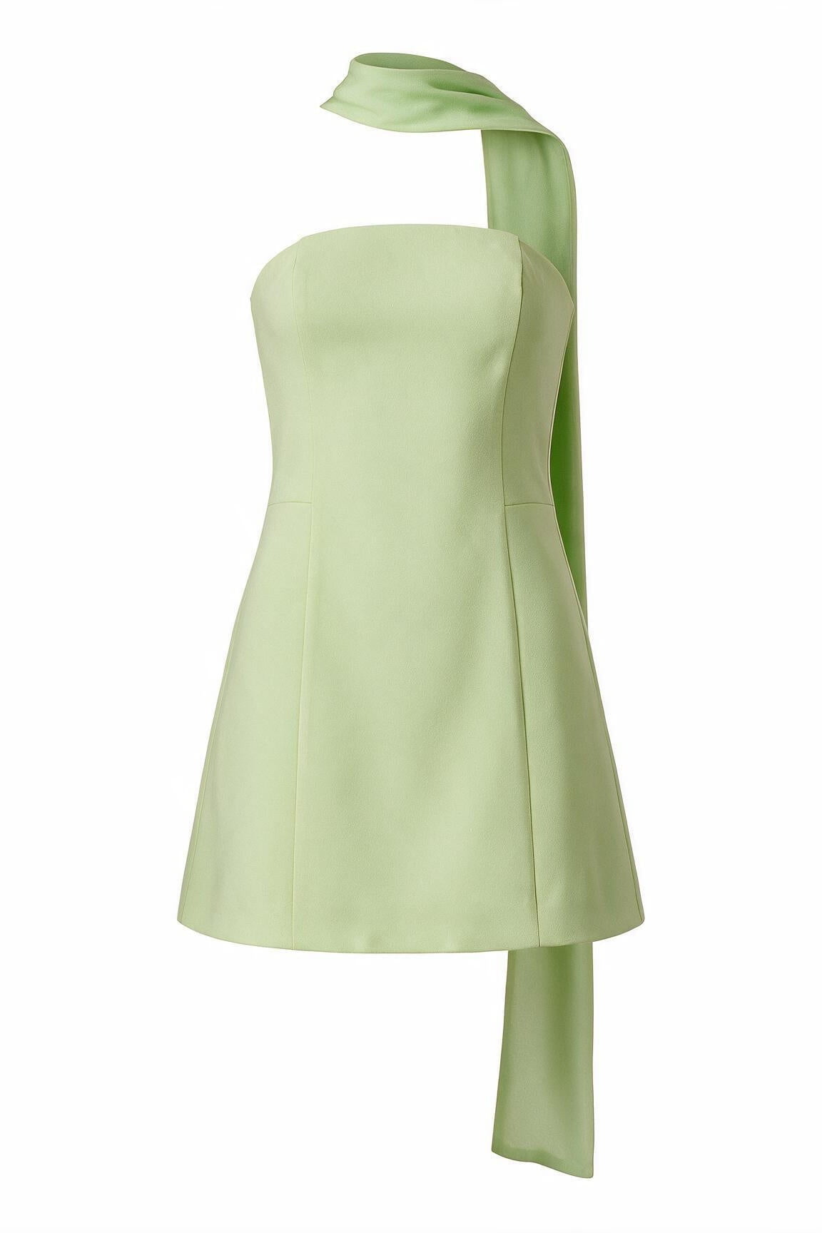 Strapless Mini Dress with High Neck Scarf