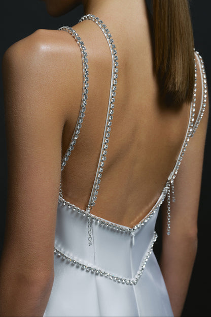 Rhinestone Strap Halter Mini Dress
