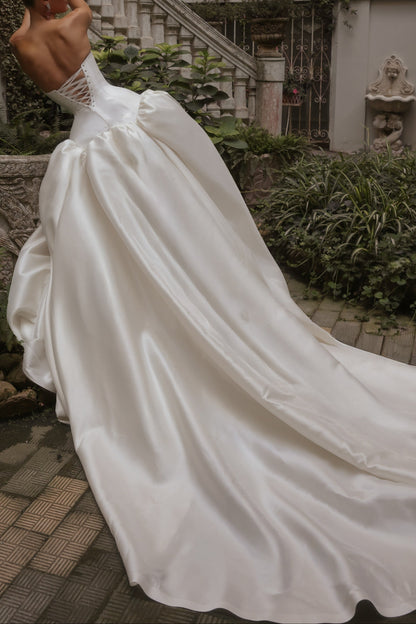 Strapless Corset Satin Ball Gown Wedding Dress