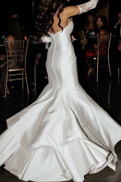 Strapless Mermaid Wedding Dress with Button Back
