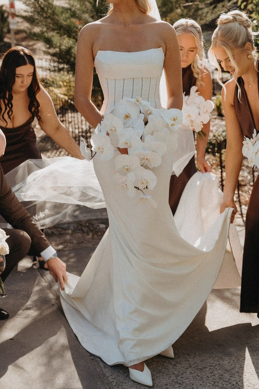 Strapless Corset Fit and Flare Wedding Dress