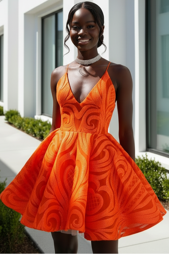 Sequined Halter Open Back Flared Mini Dress