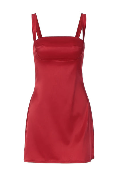 Satin Square Neck Mini Slip Dress