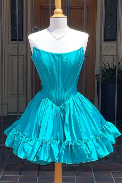 Strapless Corset Mini Dress with Ruffled Bubble Skirt