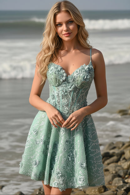 Embellished Floral Sweetheart Corset Mini Dress
