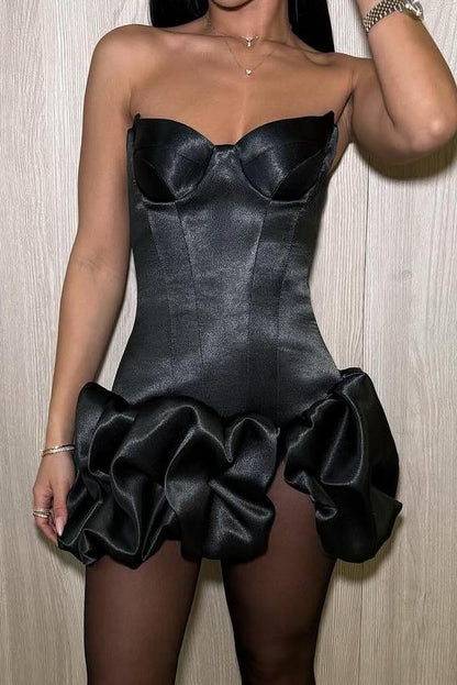 Strapless Corset Mini Dress with Bubble Hem