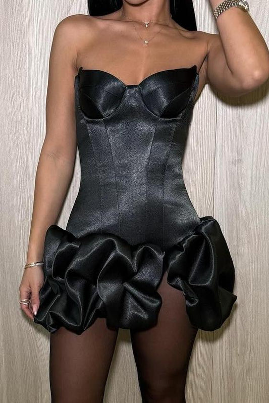 Strapless Corset Mini Dress with Bubble Hem