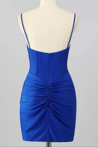 Rhinestone Corset Ruched Bodycon Mini Dress