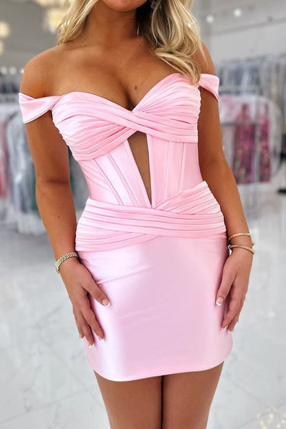 Off-the-Shoulder Corset Bodycon Mini Dress
