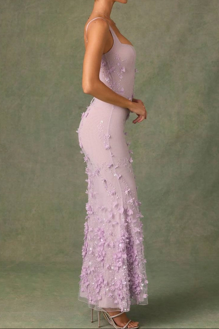 3D Floral Sequin Corset Mermaid Gown