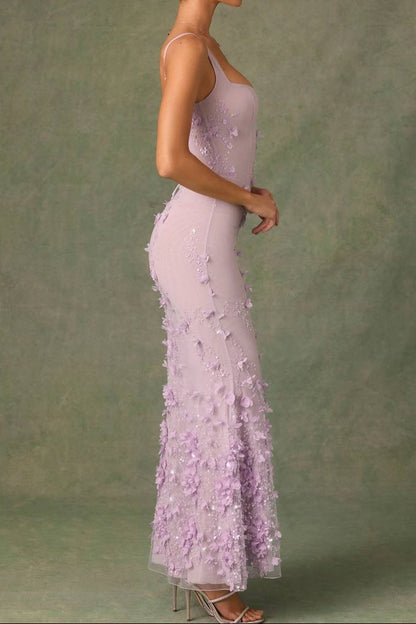 3D Floral Sequin Corset Mermaid Gown