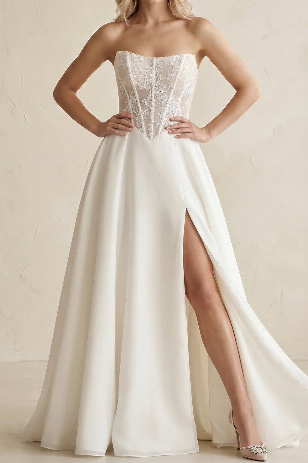 Strapless Lace Corset A-Line Wedding Dress