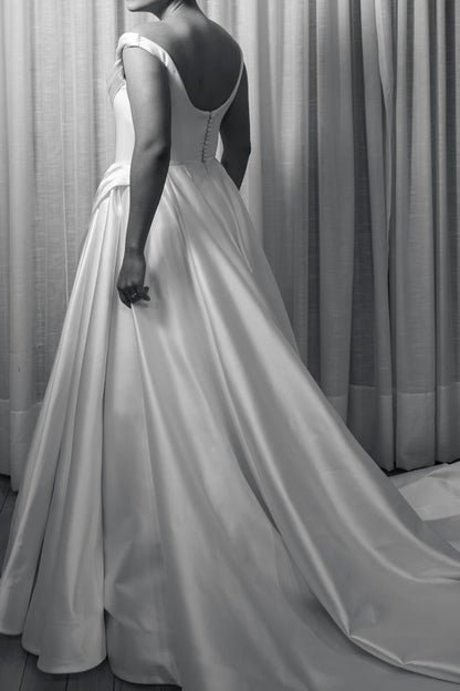 Draped Cowl A-Line Wedding Dress