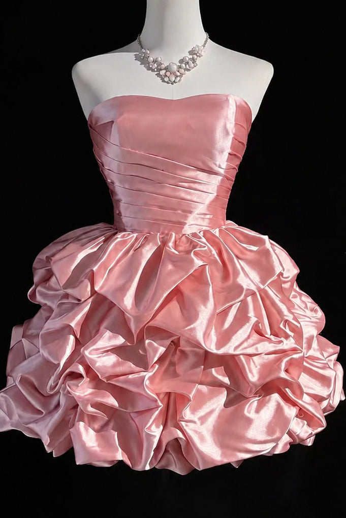 Strapless Sweetheart Mini Dress with Pick-Up Bubble Skirt
