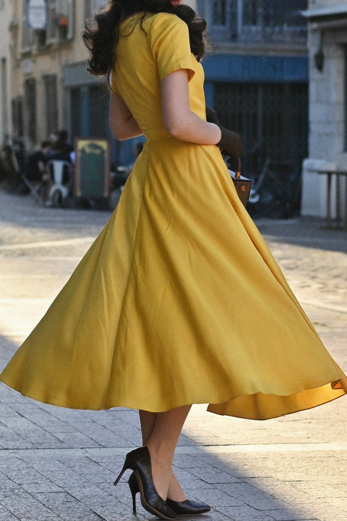 Short Sleeve A-Line Midi Dress with Shoulder Bow