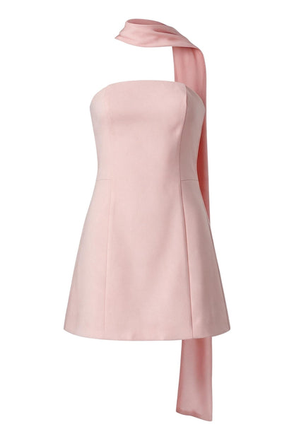 Strapless Mini Dress with High Neck Scarf