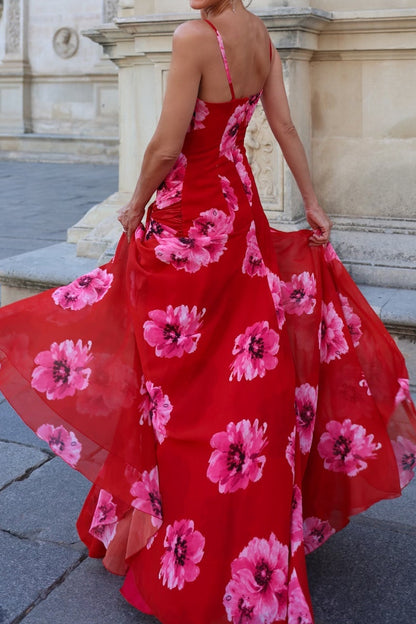Floral Print Spaghetti Strap Maxi Dress