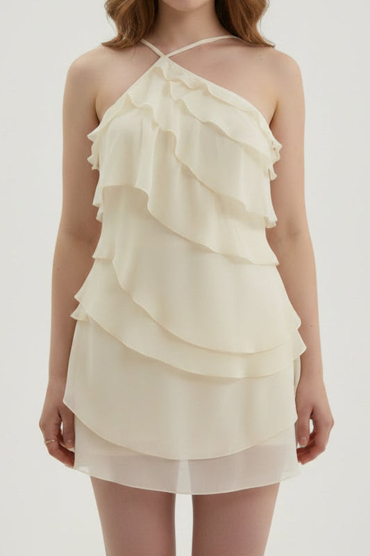 Tiered Ruffled One-Shoulder Mini Dress