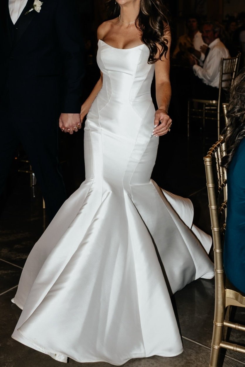Strapless Mermaid Wedding Dress with Button Back