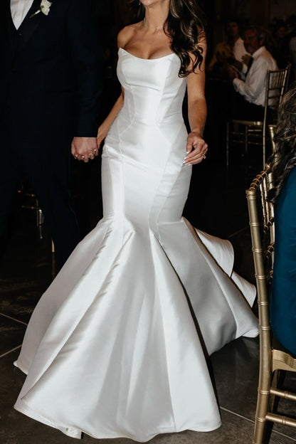 Strapless Mermaid Wedding Dress with Button Back