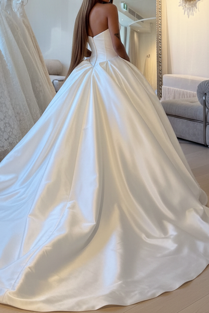 Strapless Corset Satin Ball Gown Wedding Dress