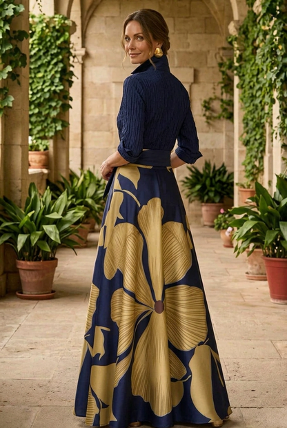 Collared Shirt Maxi Dress with Tie Belt