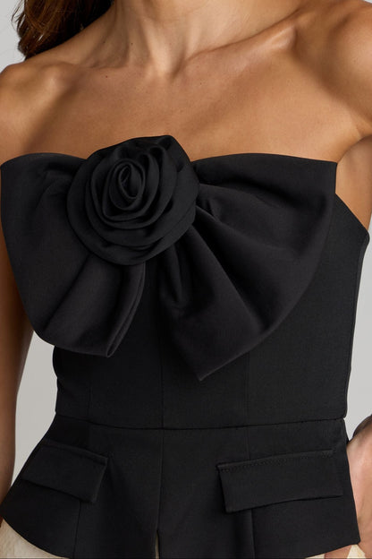 Strapless Peplum Gown with Sequin Column Skirt