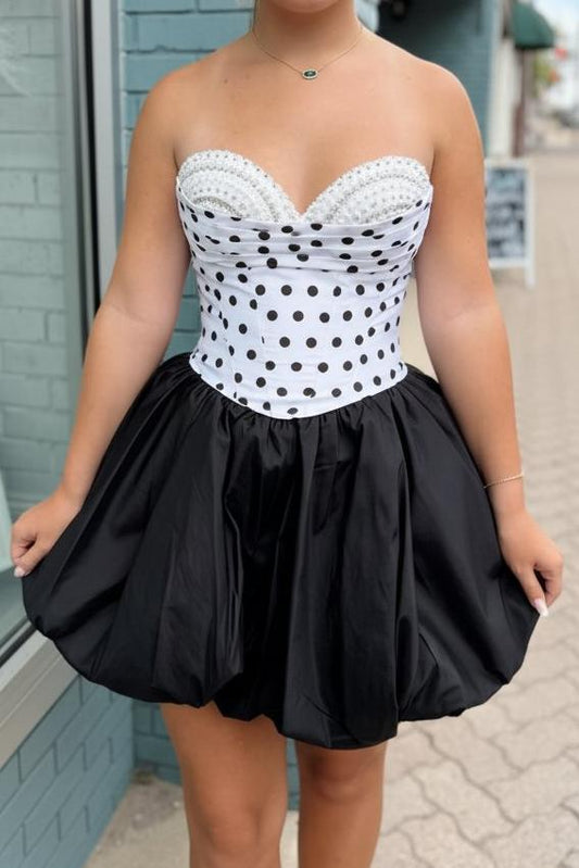 Polka Dot Corset Bubble Mini Dress