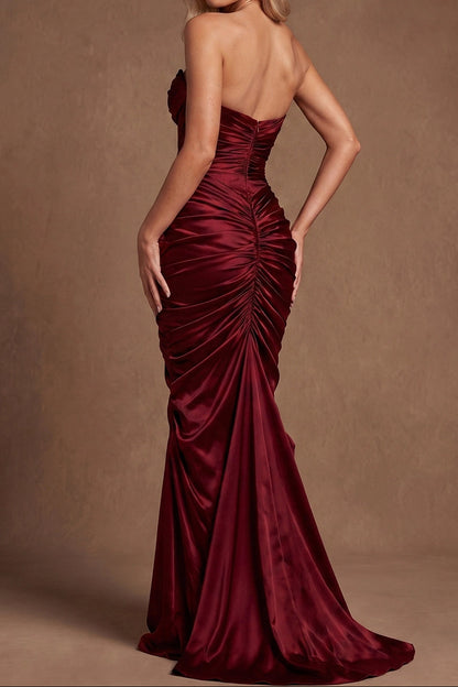 Strapless Ruched Corset Satin Mermaid Gown