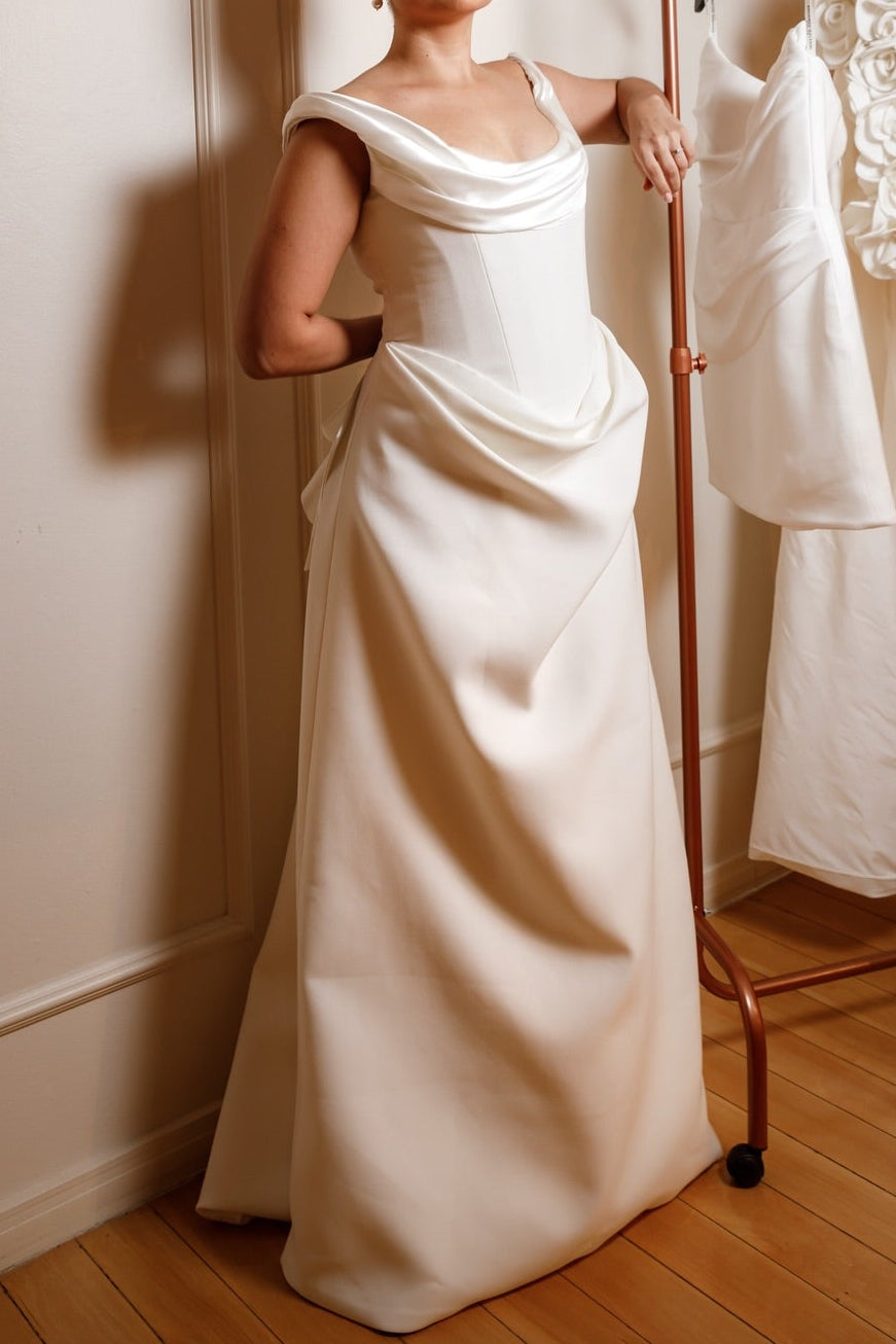 Draped Cowl A-Line Wedding Dress