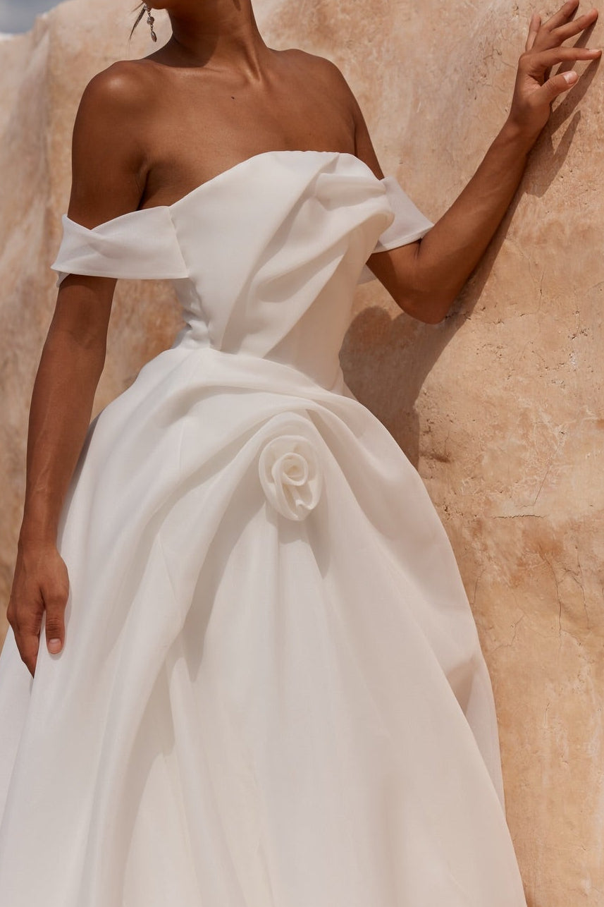 Off-the-Shoulder Organza A-Line Wedding Dress