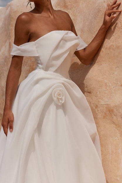 Off-the-Shoulder Organza A-Line Wedding Dress