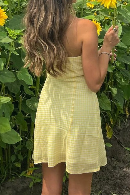 Strapless Gingham Sweetheart Mini Dress