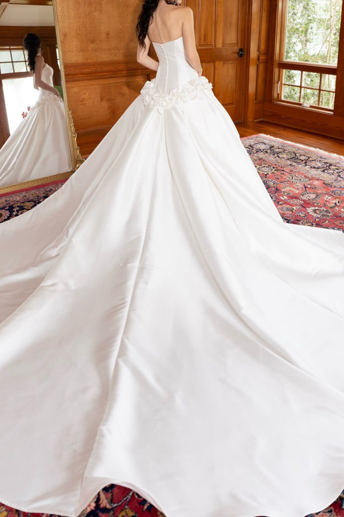Strapless Satin Ball Gown Wedding Dress with Train