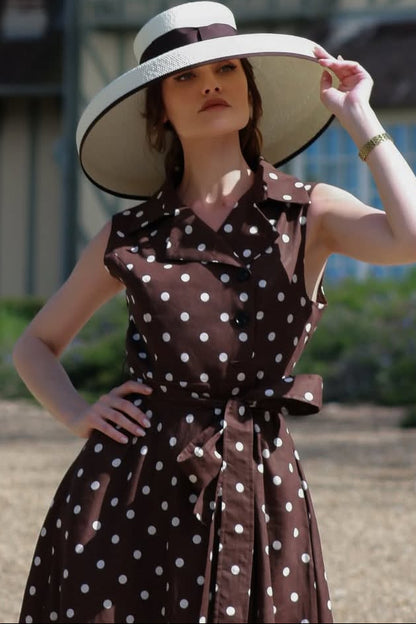 Vintage Inspired Sleeveless Midi Shirt Dress