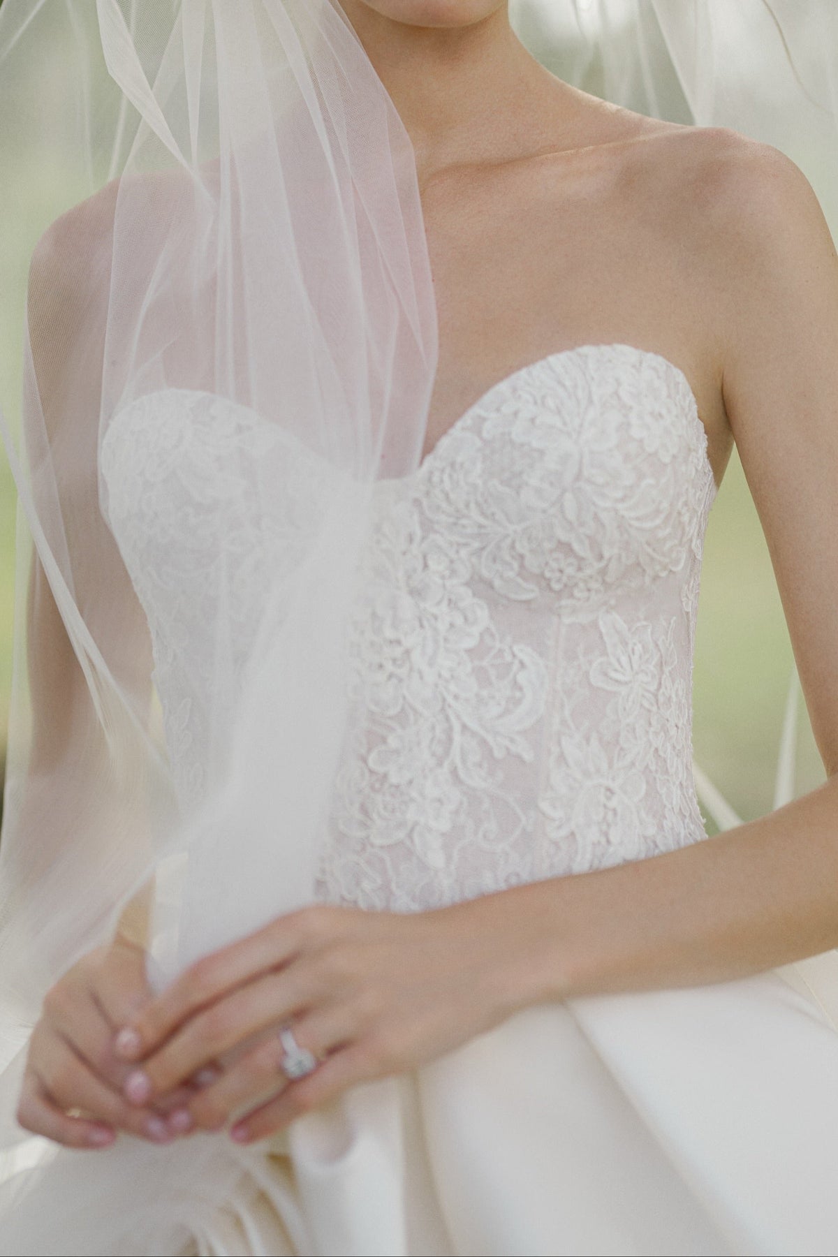 Strapless Lace Corset Ball Gown Wedding Dress