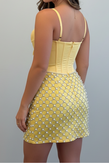 Strapless Pearl Corset and Mini Skirt Set