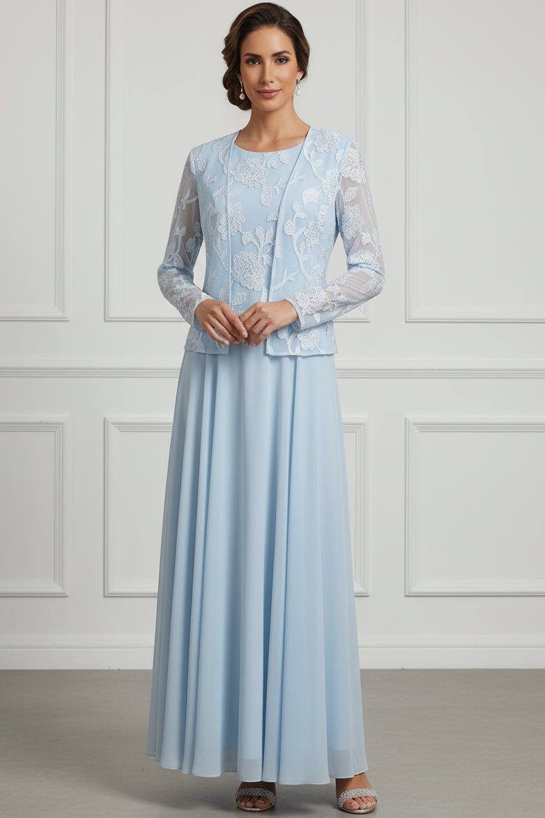 Floral Lace Jacket A-Line Formal Dress