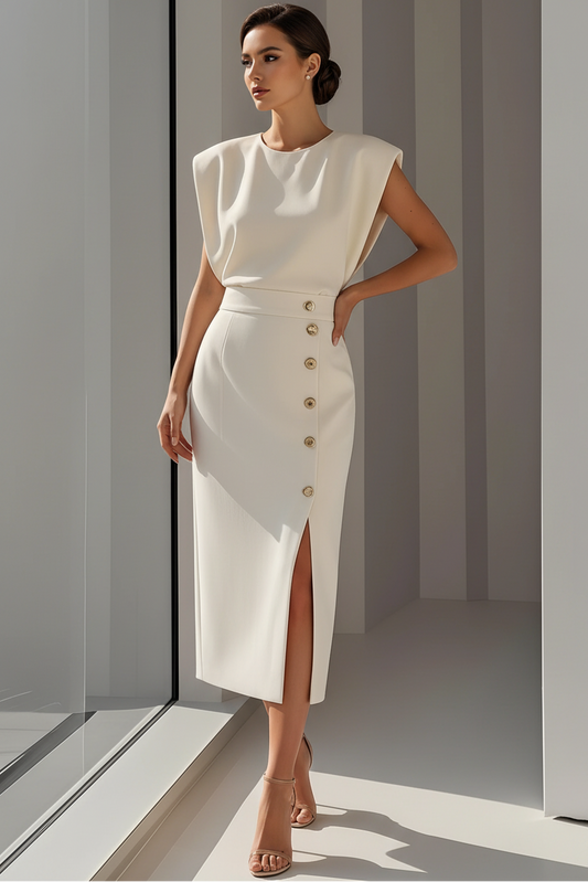 Elegant Sleeveless Top and Midi Skirt Set